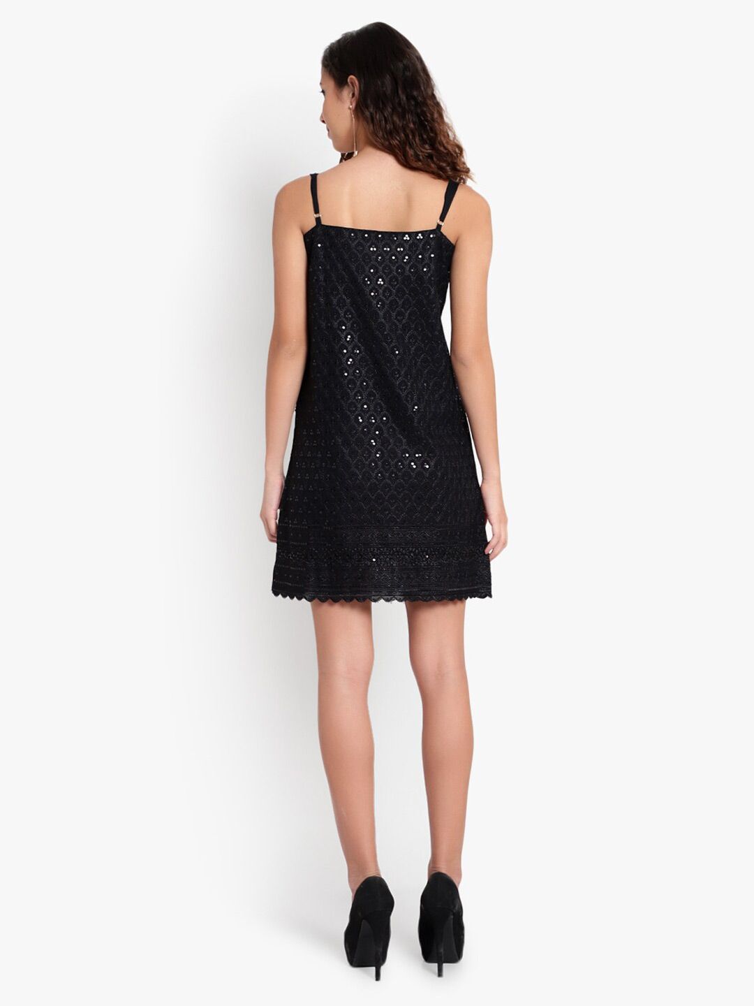 Black Sequinned Strap Plus Size Dress — view 5