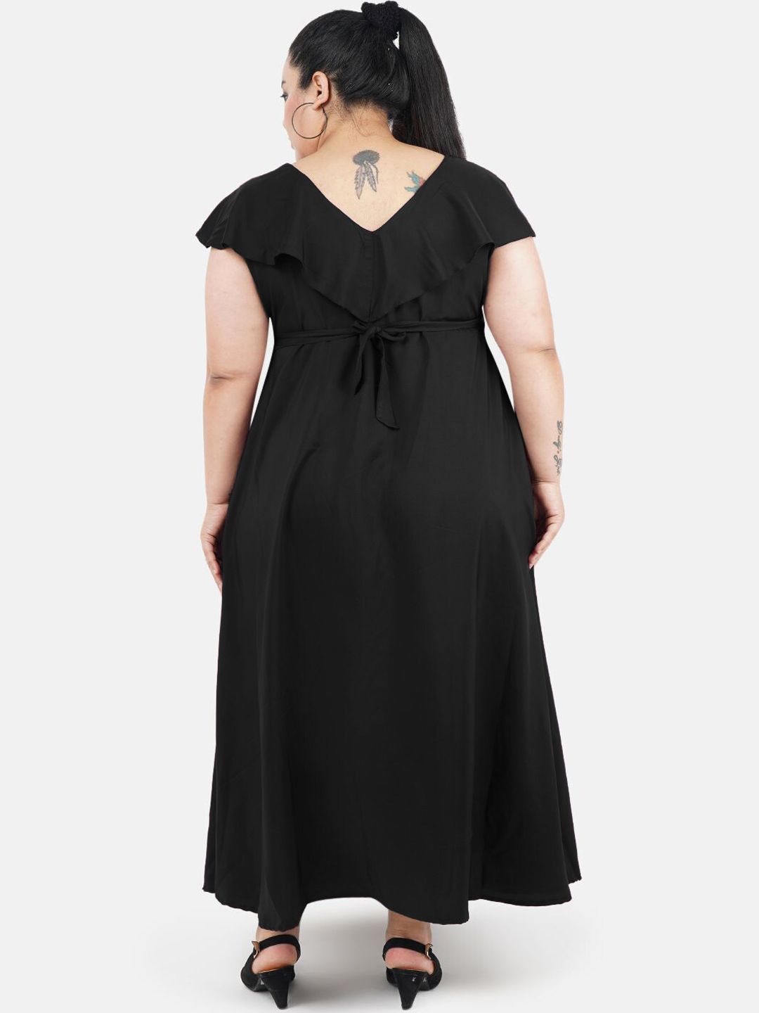 Black Solid Maxi Dress — view 5