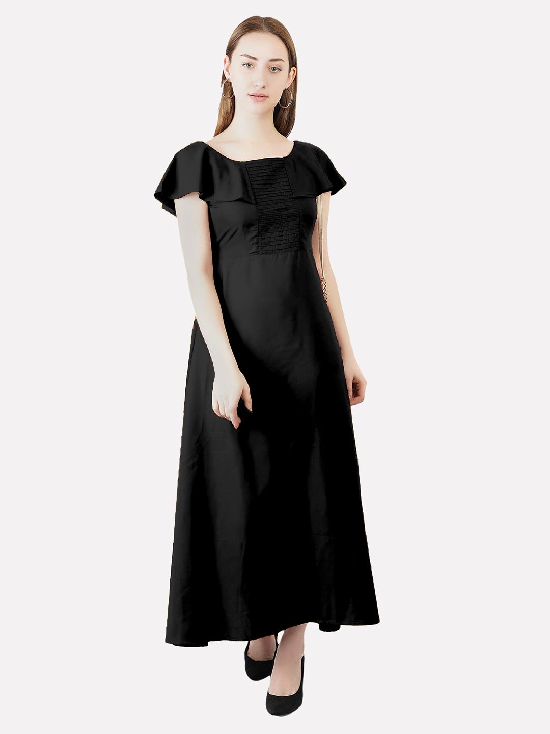 Black Solid Maxi Dress — view 7