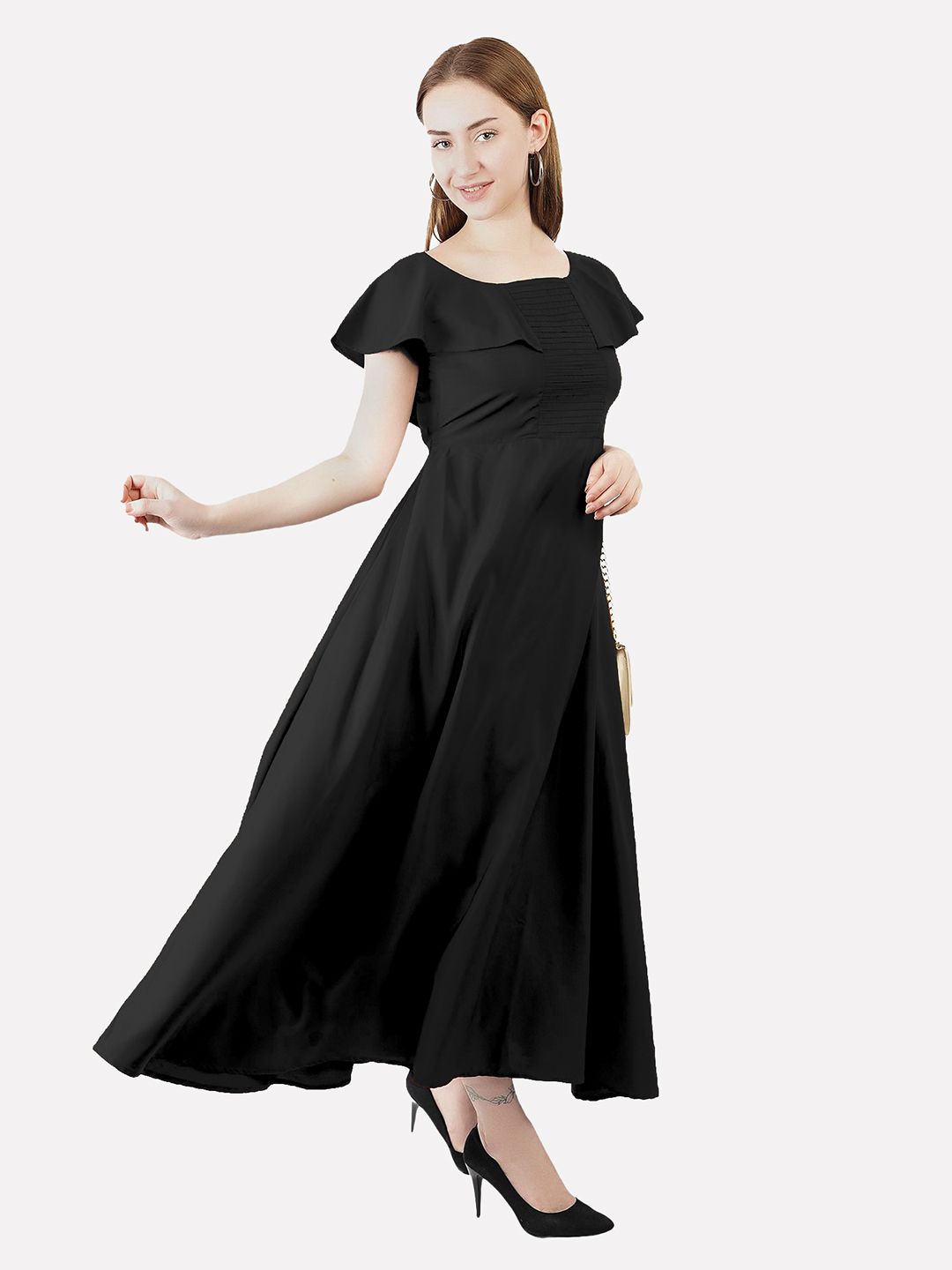 Black Solid Maxi Dress — view 10