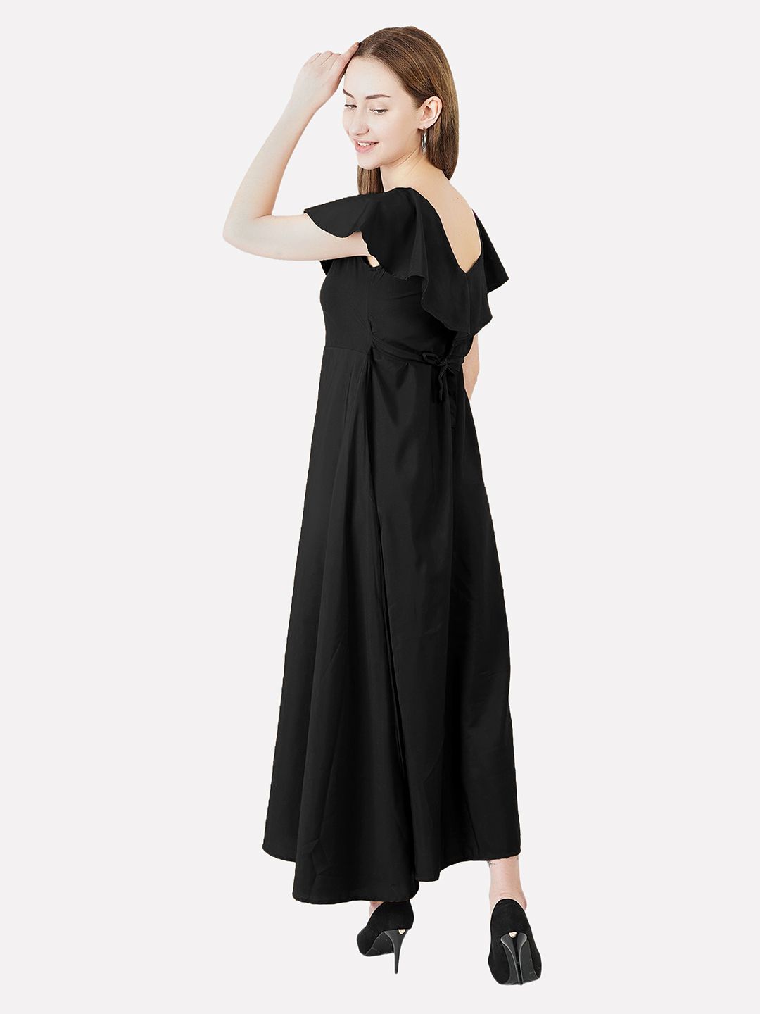 Black Solid Maxi Dress — view 11
