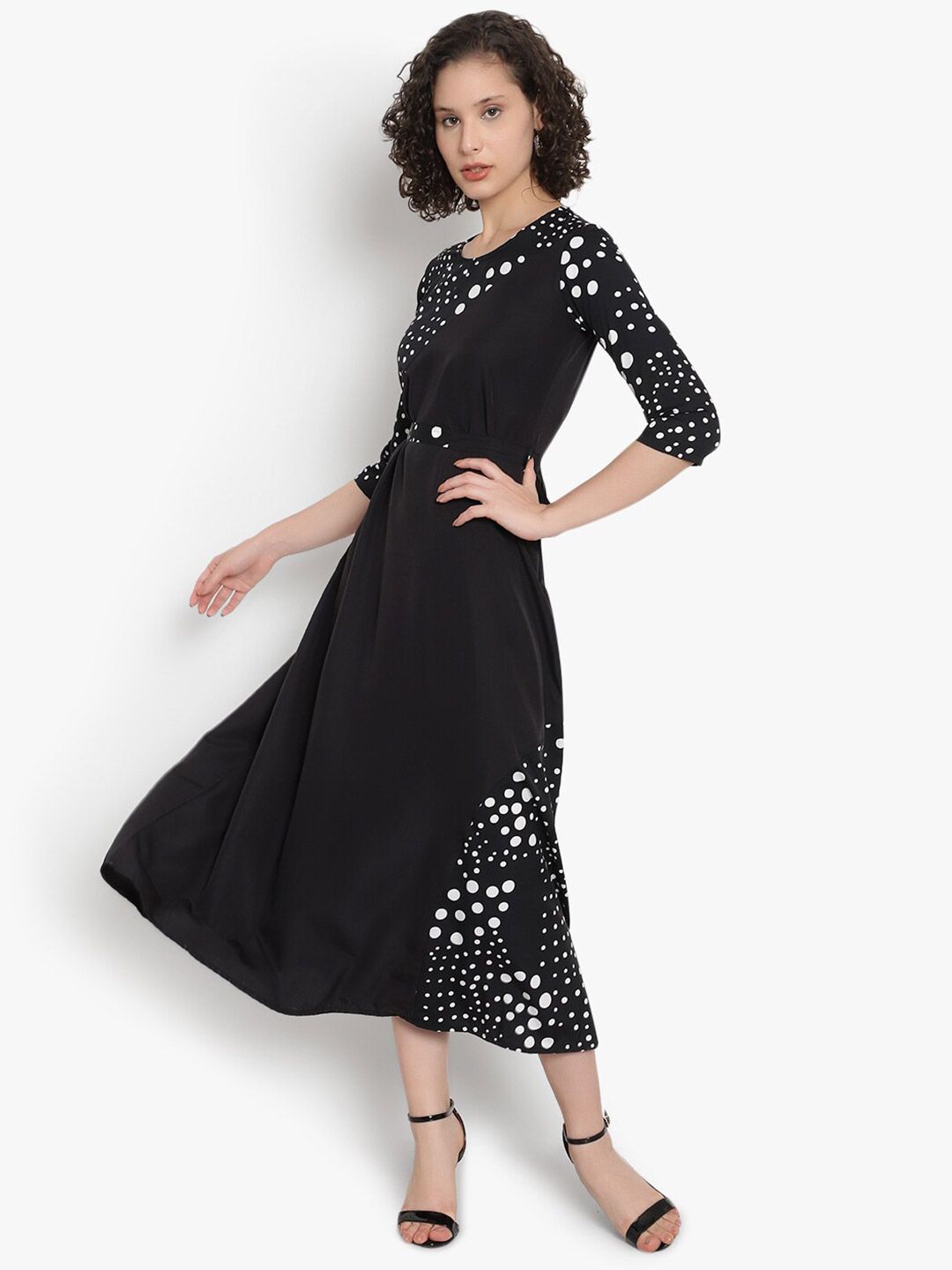 Black & White Polka Dot Print Dress — view 4