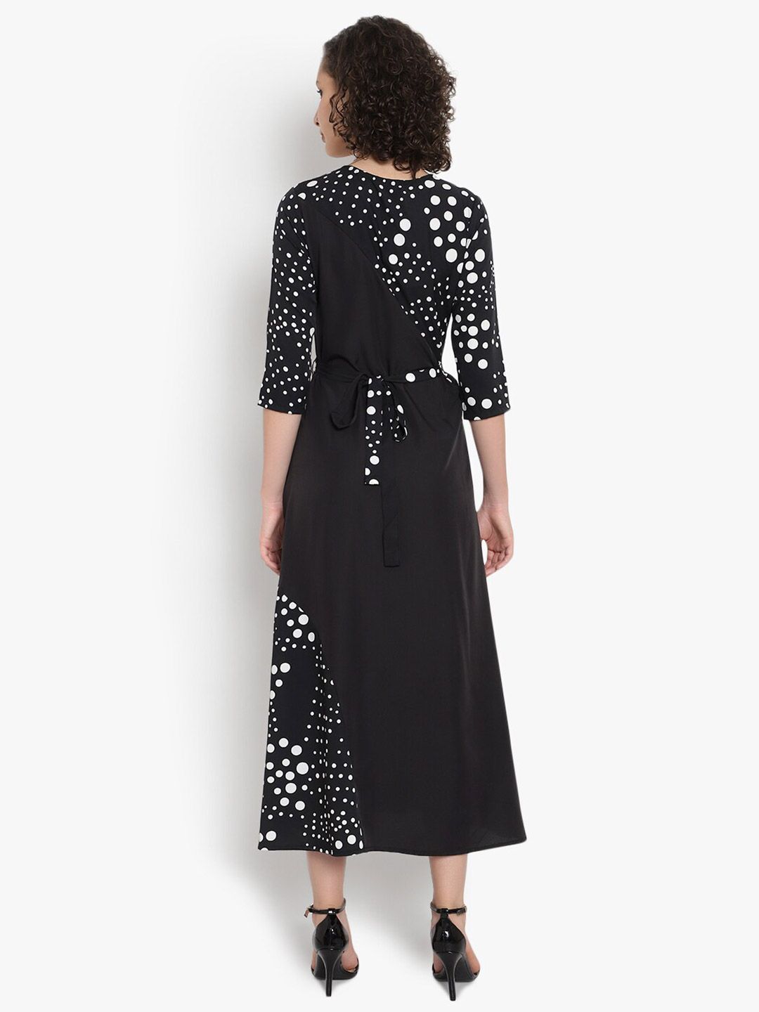 Black & White Polka Dot Print Dress — view 5