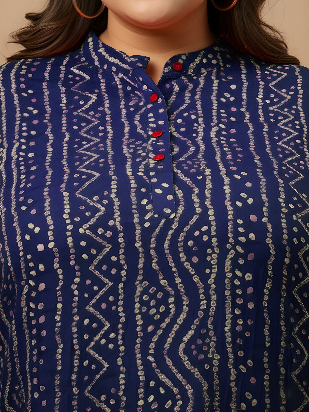 Blue Bandhani Print Plus Size Tunic — view 2
