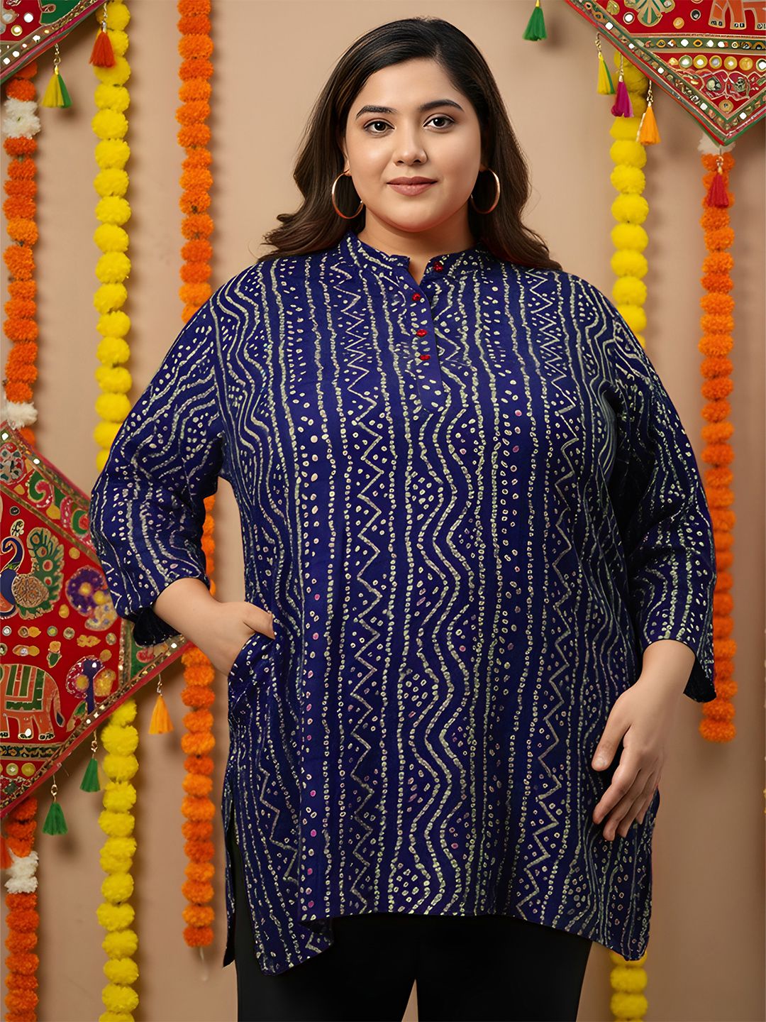 Blue Bandhani Print Tunic — view 1