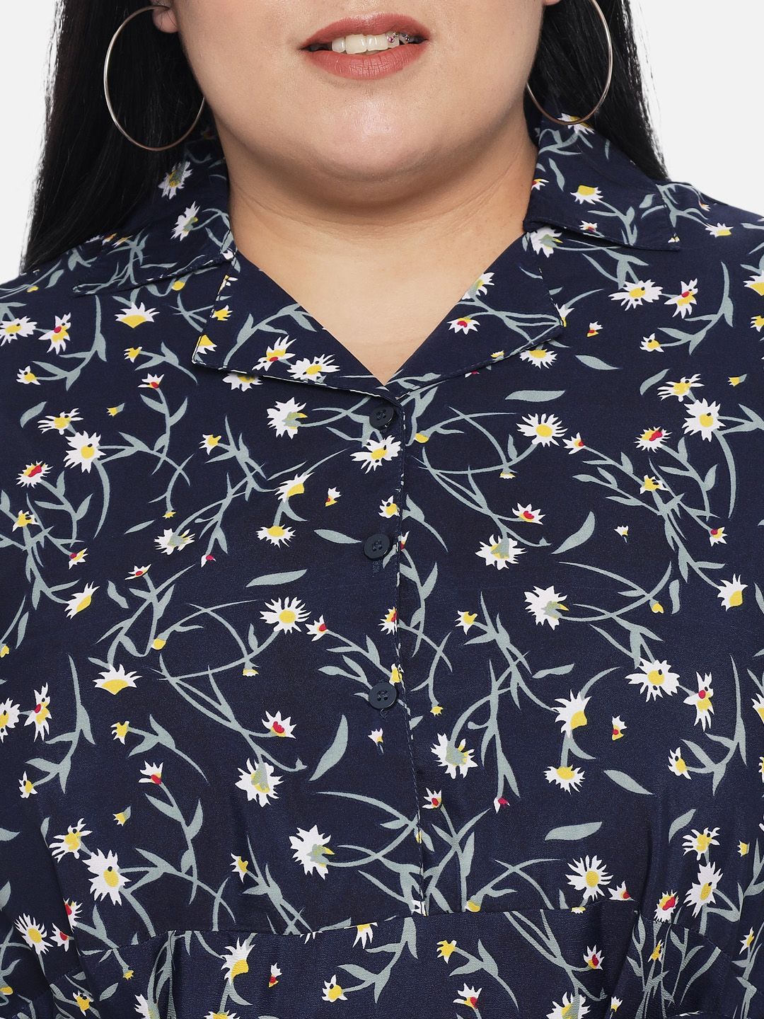 Blue Floral Fit And Flare Dress — view 2