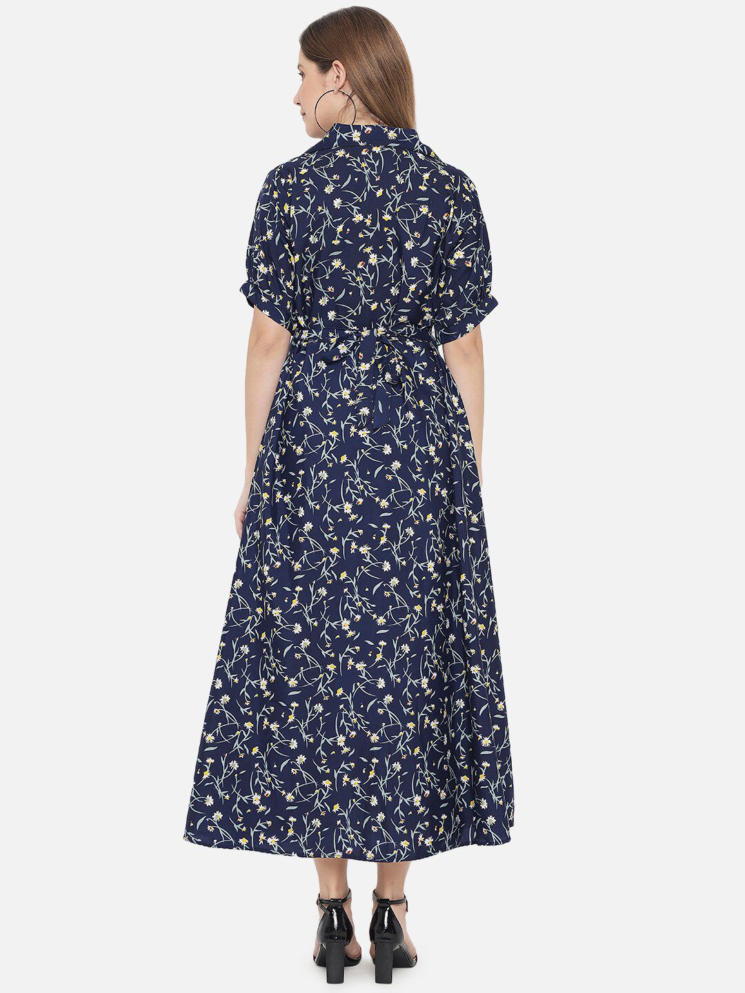 Blue Floral Fit And Flare Dress — view 12