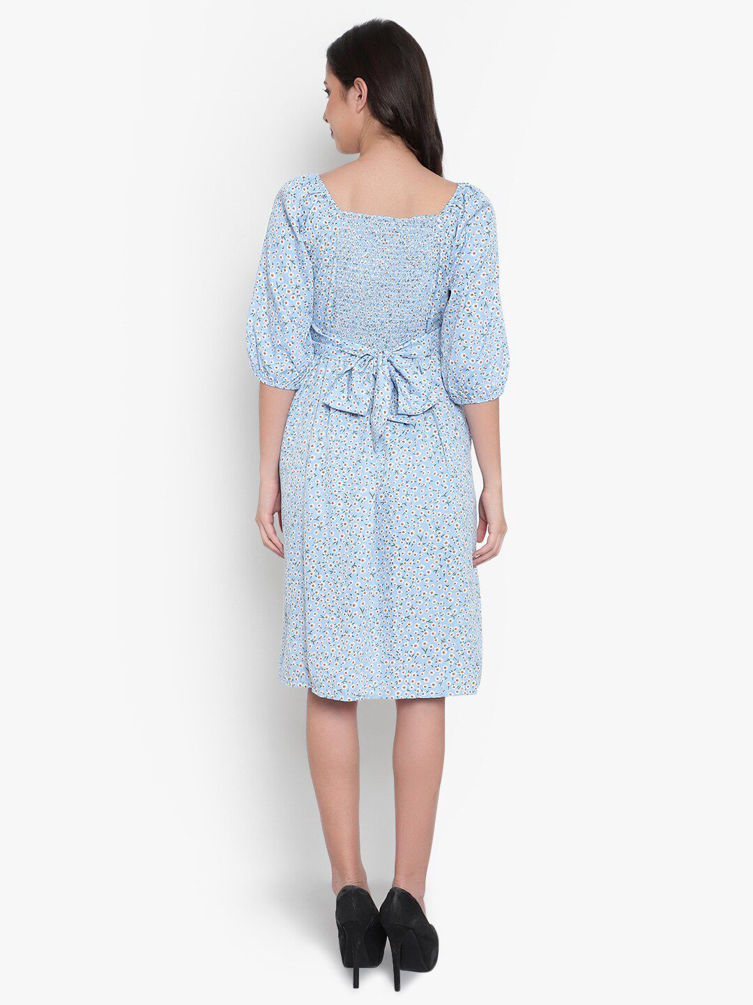 Blue Floral Smock Dress — view 6