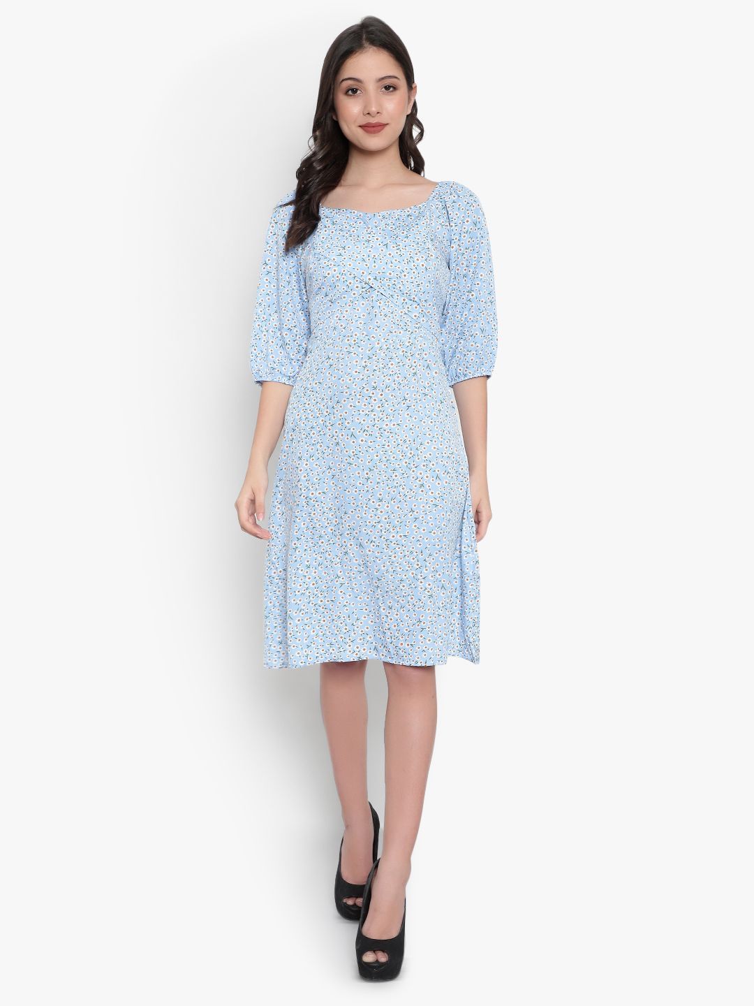 Blue Floral Smock Dress — view 8