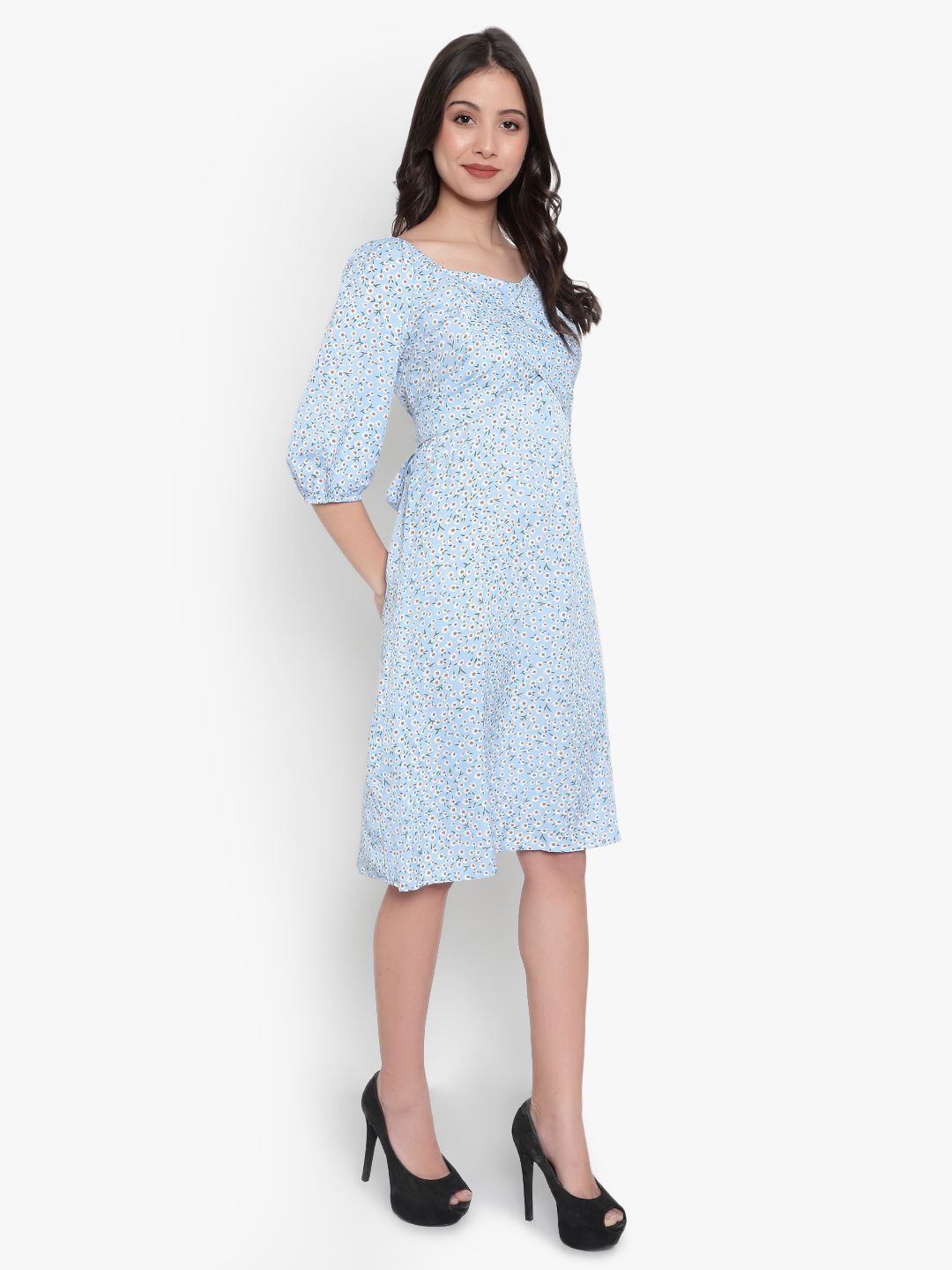Blue Floral Smock Dress — view 9