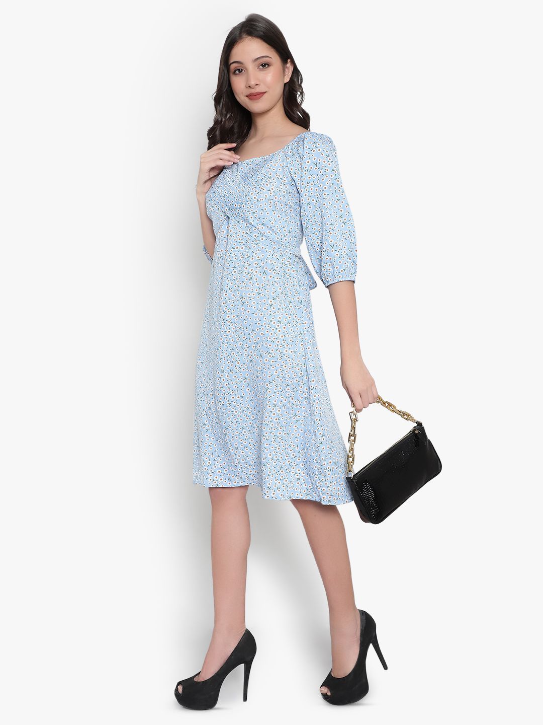 Blue Floral Smock Dress — view 11