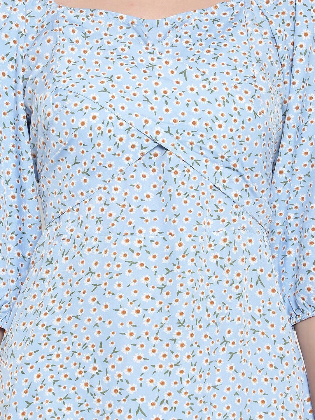 Blue Floral Smock Plus Size Dress — view 2