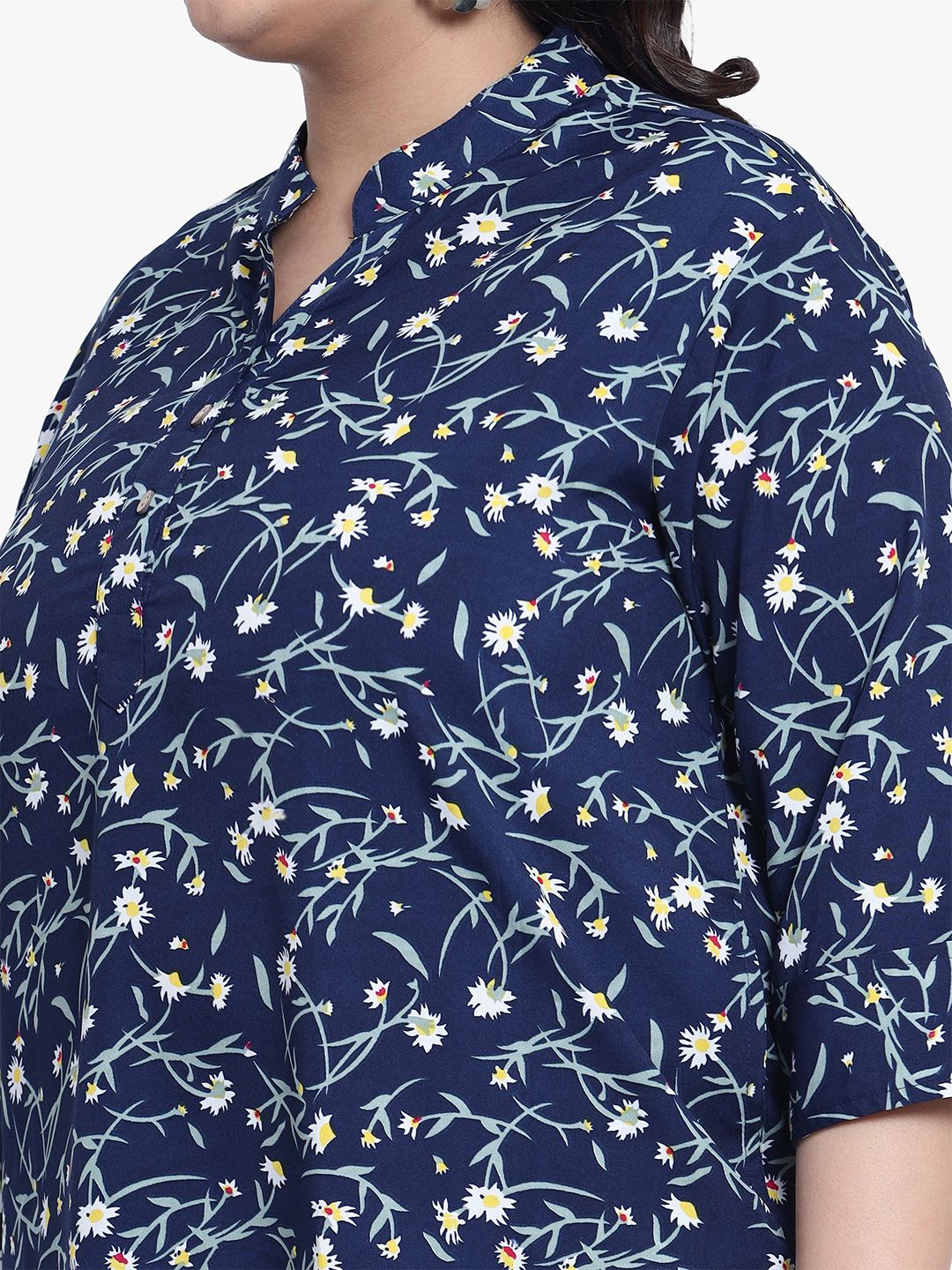 Blue Grassprint Plus Size Tunic — view 2