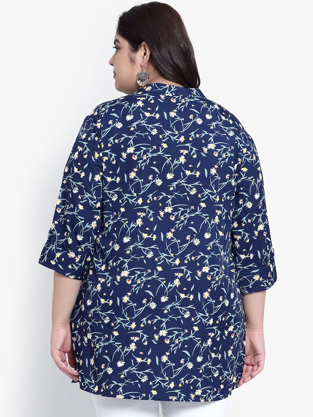 Blue Grassprint Plus Size Tunic — view 5