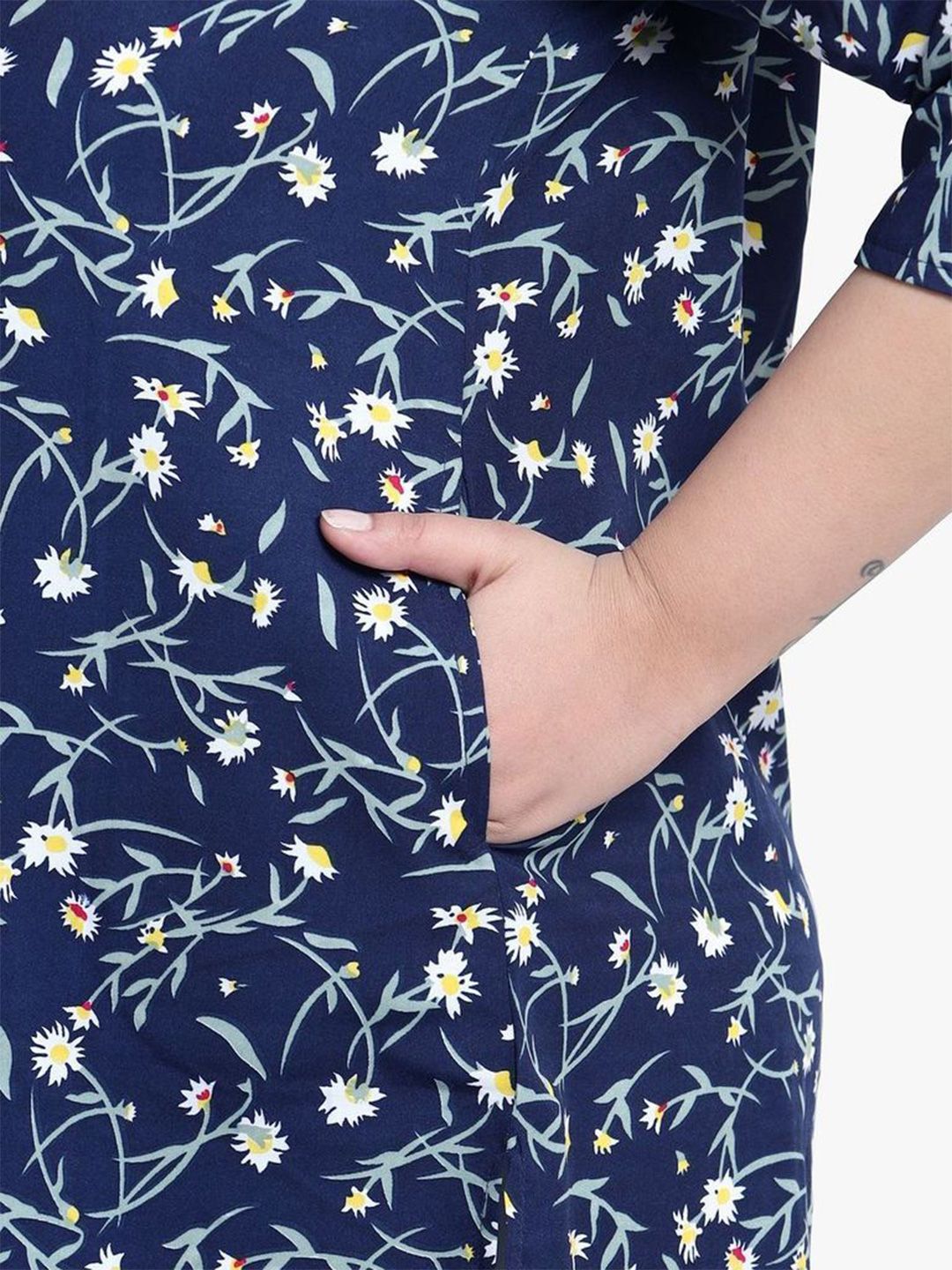 Blue Grassprint Plus Size Tunic — view 7