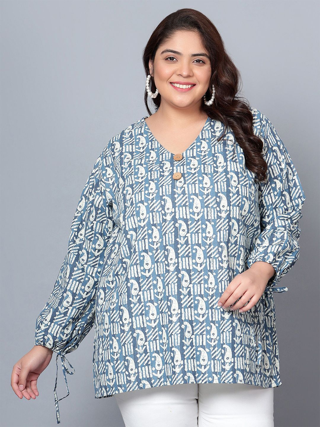 Blue Paisley Plus Size Tunic — view 1