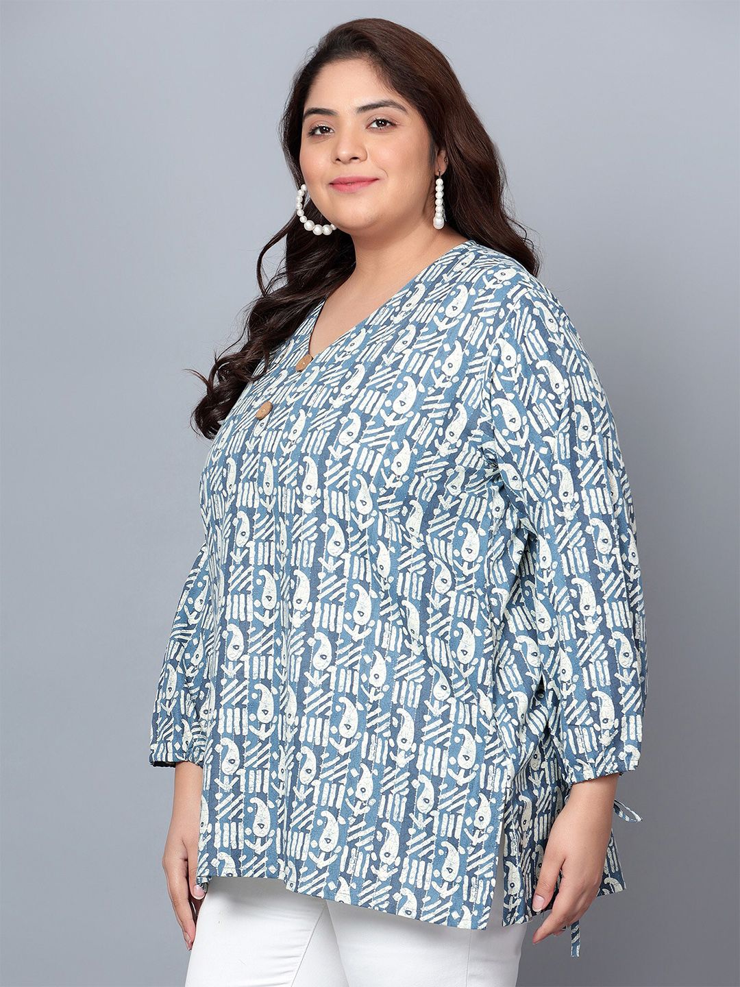 Blue Paisley Plus Size Tunic — view 4