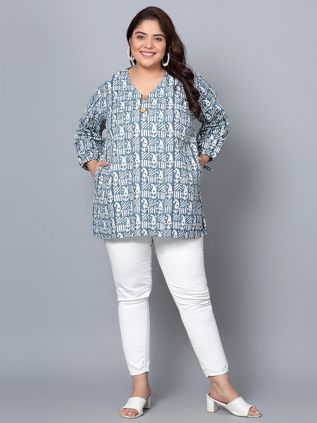 Blue Paisley Plus Size Tunic — view 6