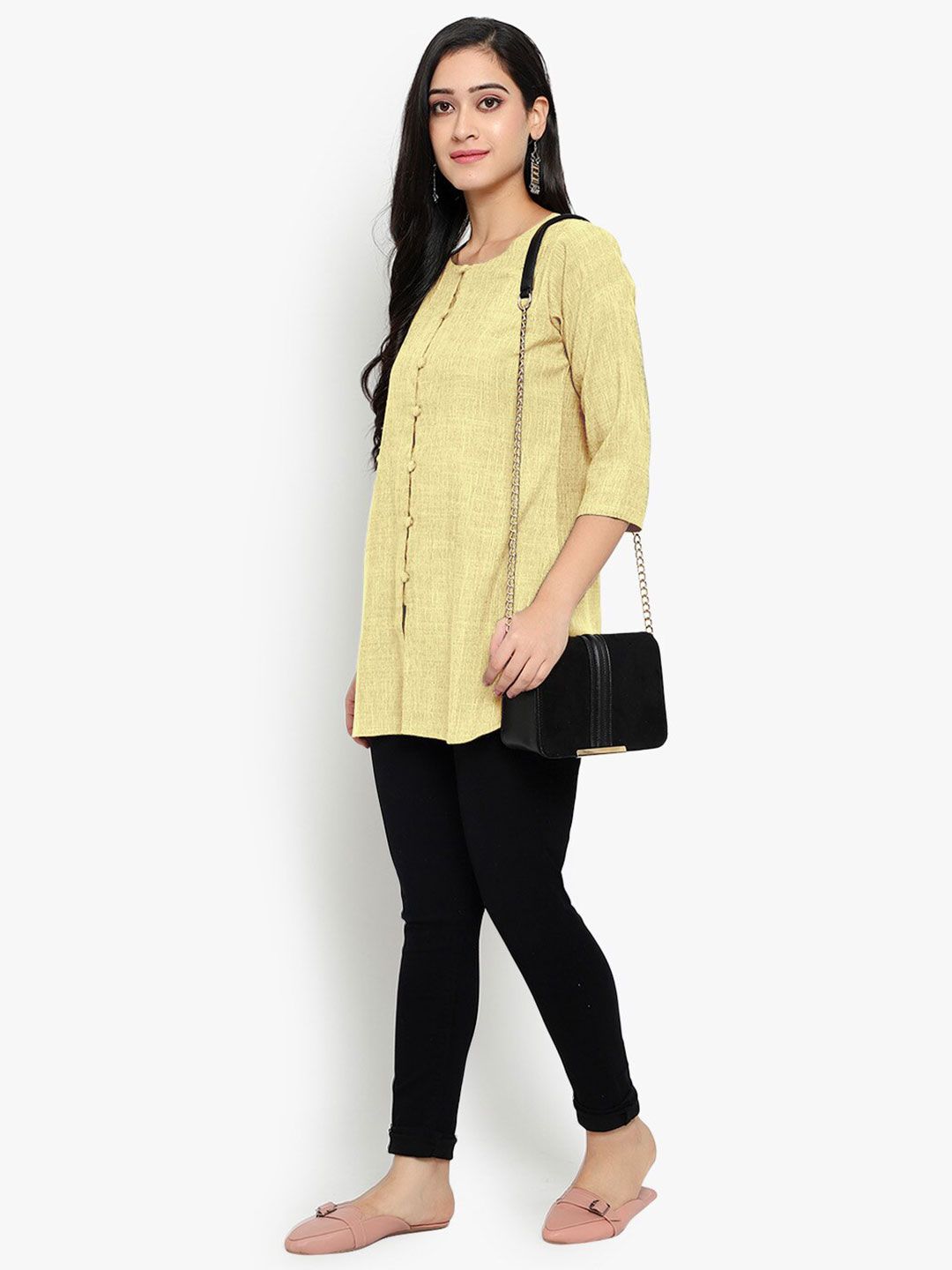 Yellow Cotton Linen Tunic — view 13