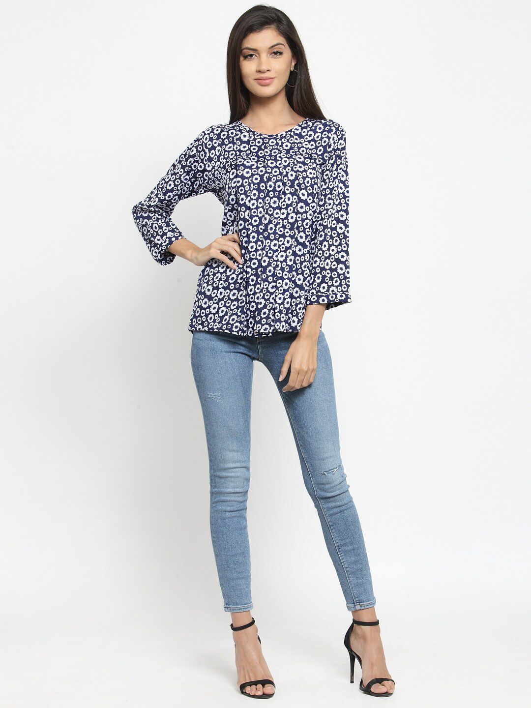 Blue Floral Top — view 9