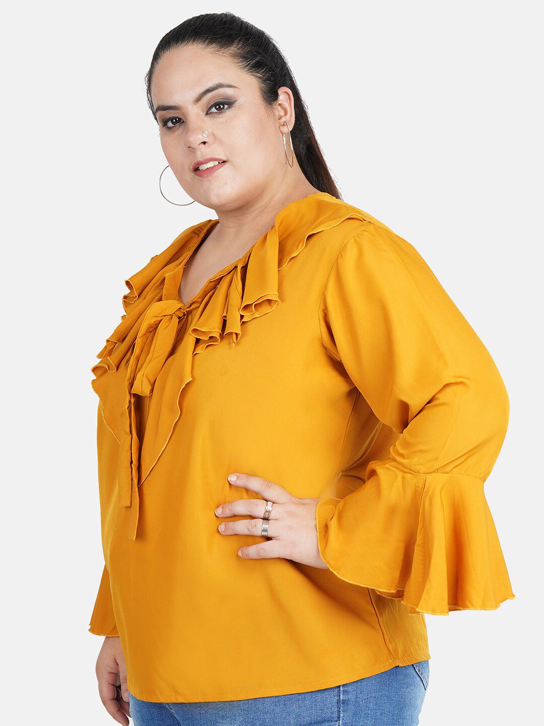Mustard Flared Top — view 4