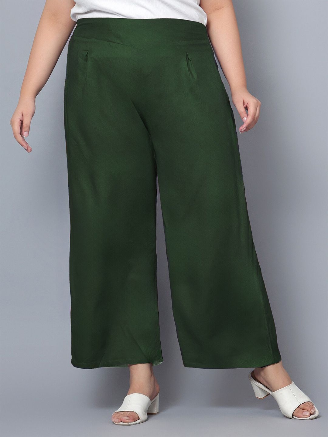 Green Plus Size Trousers — view 1