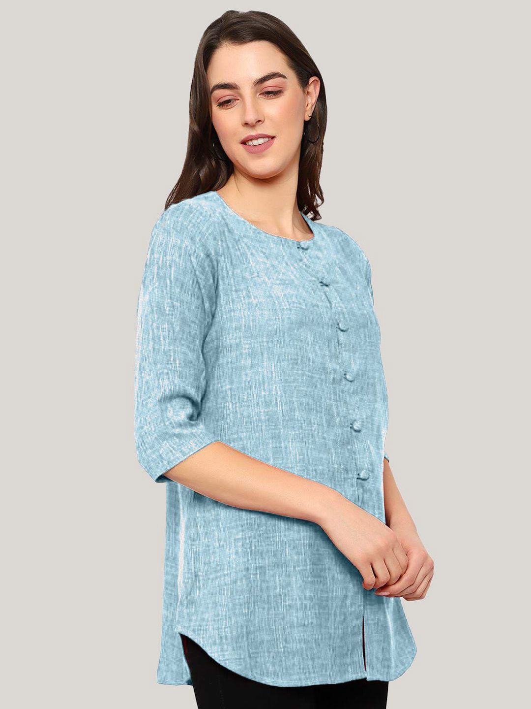 Blue Cotton Linen Tunic — view 9