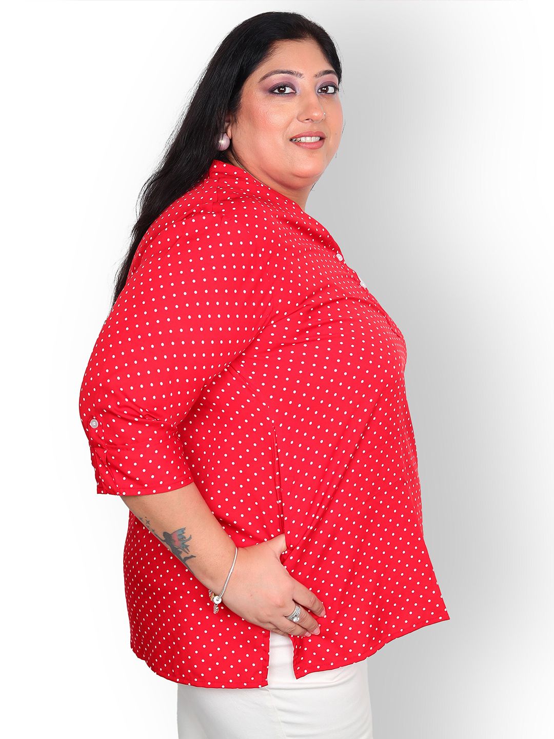 Red Polka Dot Plus Size Tunic — view 3
