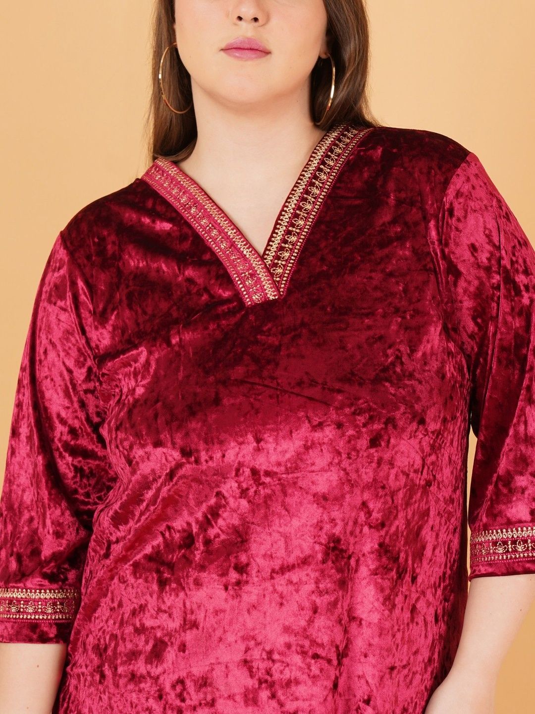 Maroon Velvet Plus Size Tunic — view 6