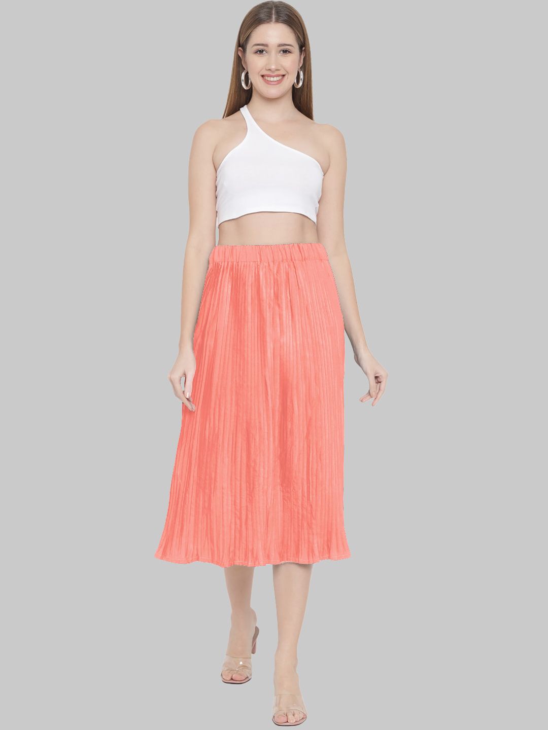 Peach Accordion Pleat Skirt — view 12