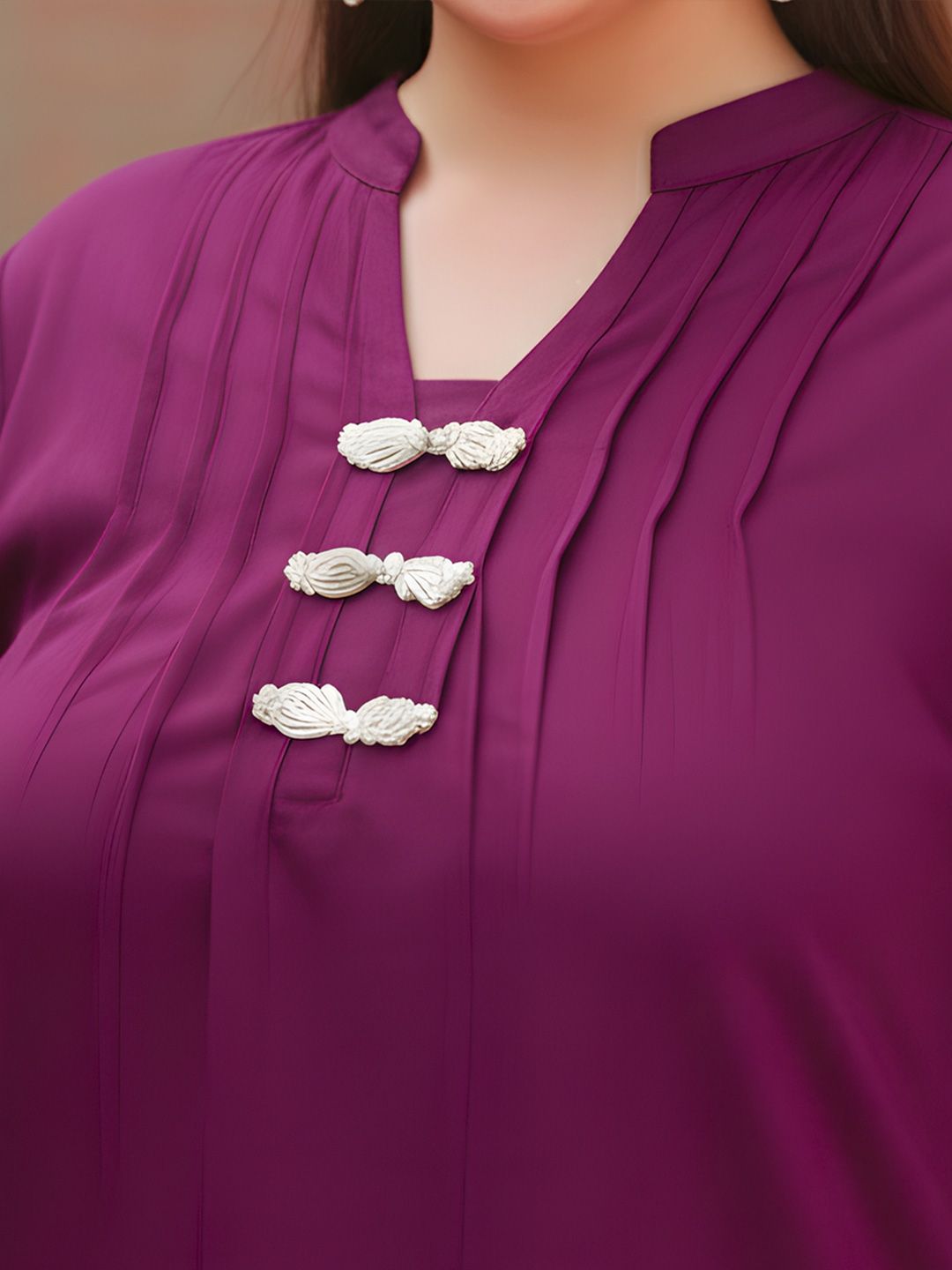 Burgundy Cotton Embroidered Tunic — view 2