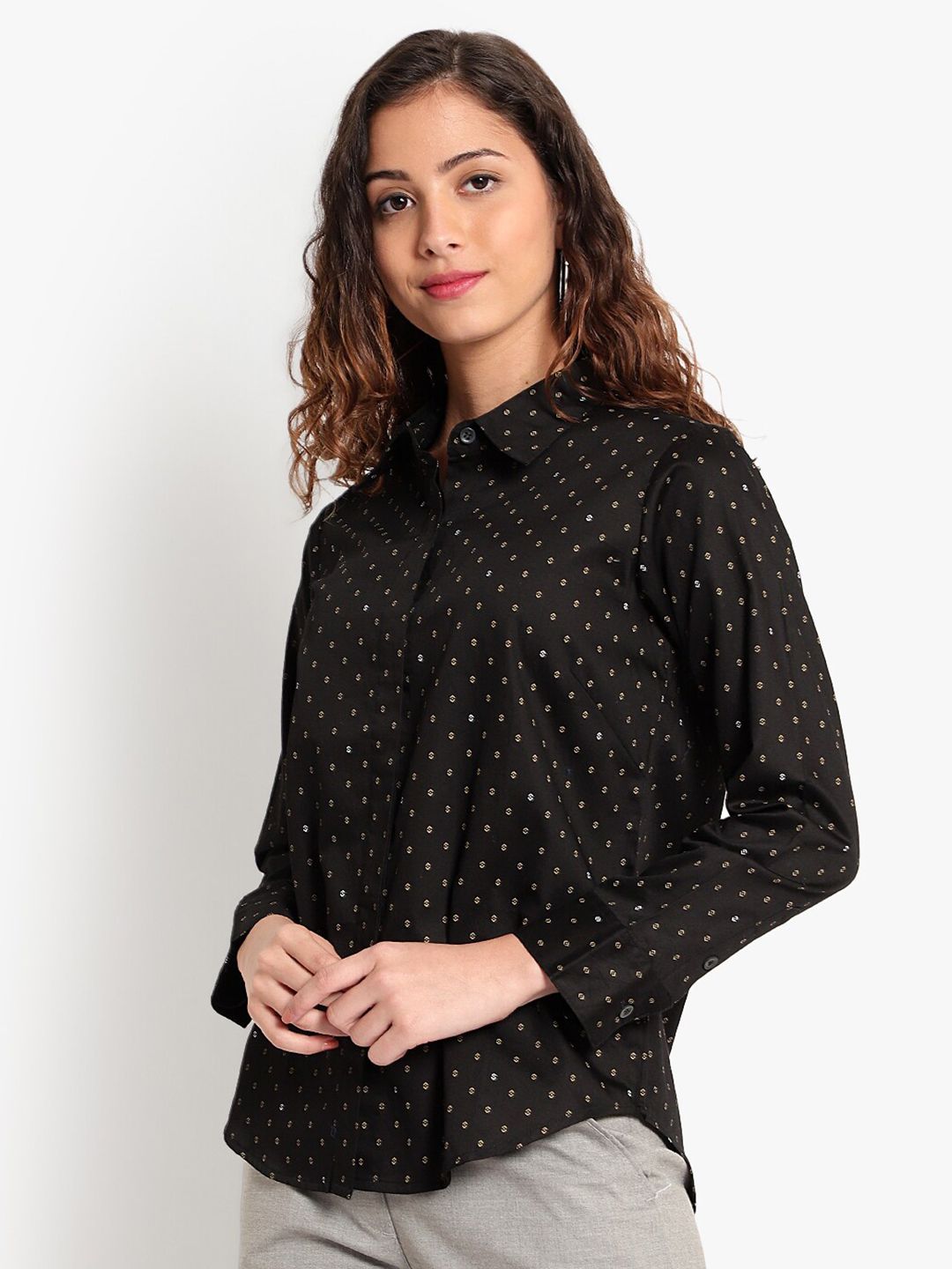 Black Print Formal Shirt — view 4