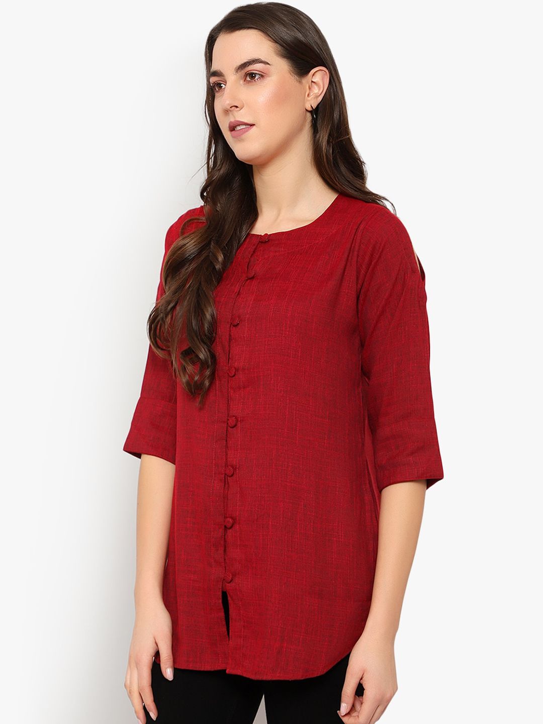 Maroon Cotton Linen Tunic — view 10