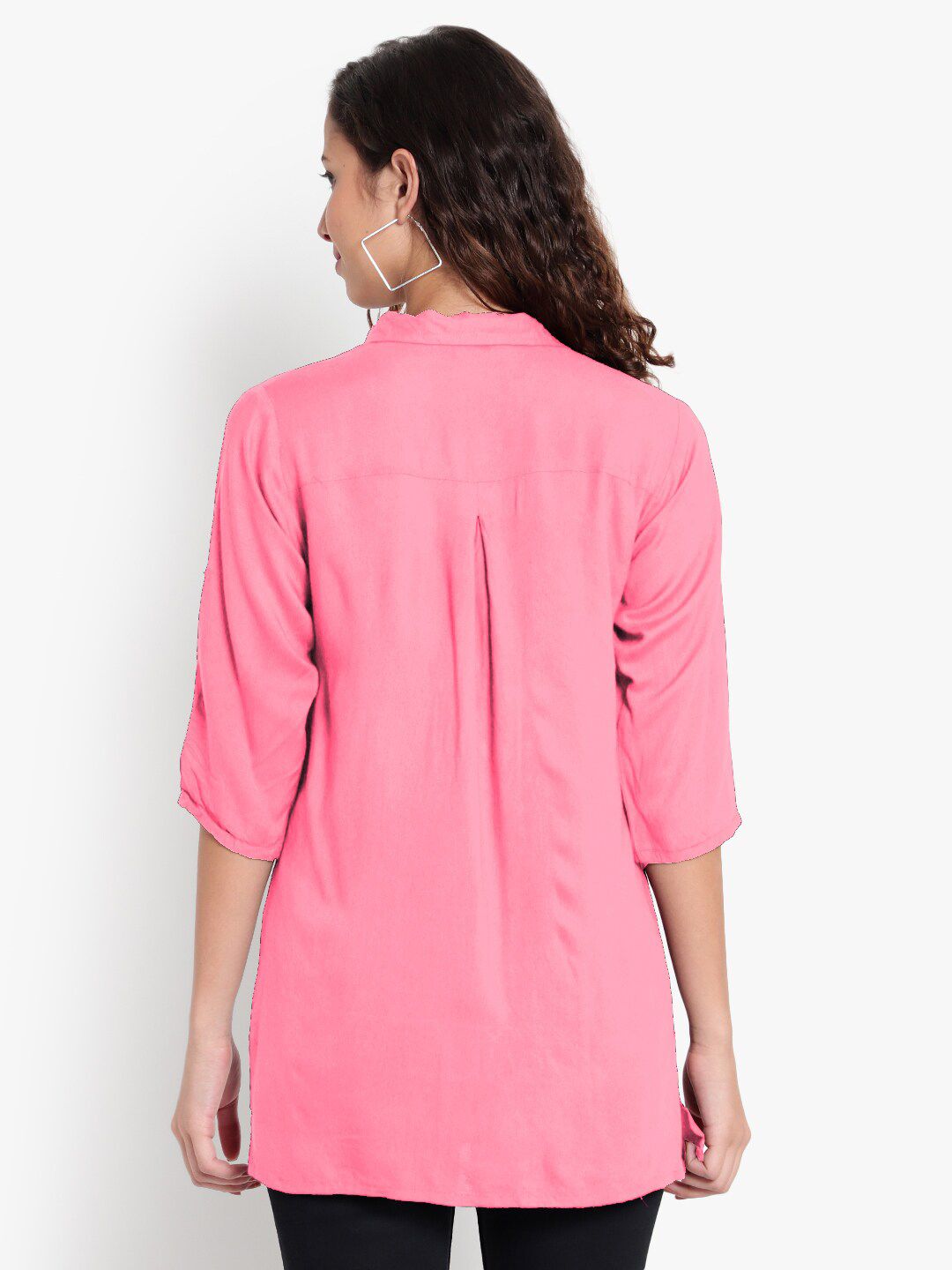 Pink Longline Plus Size Shirt — view 12