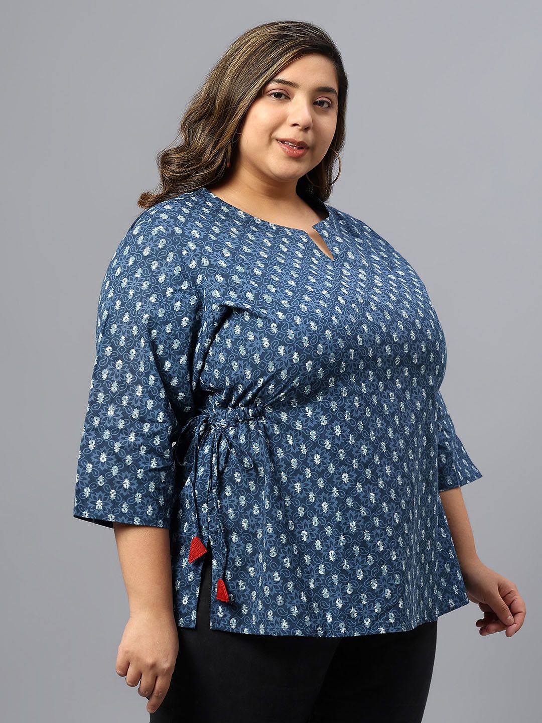 Blue Indigo Hand Block Plus Size Tunic — view 3