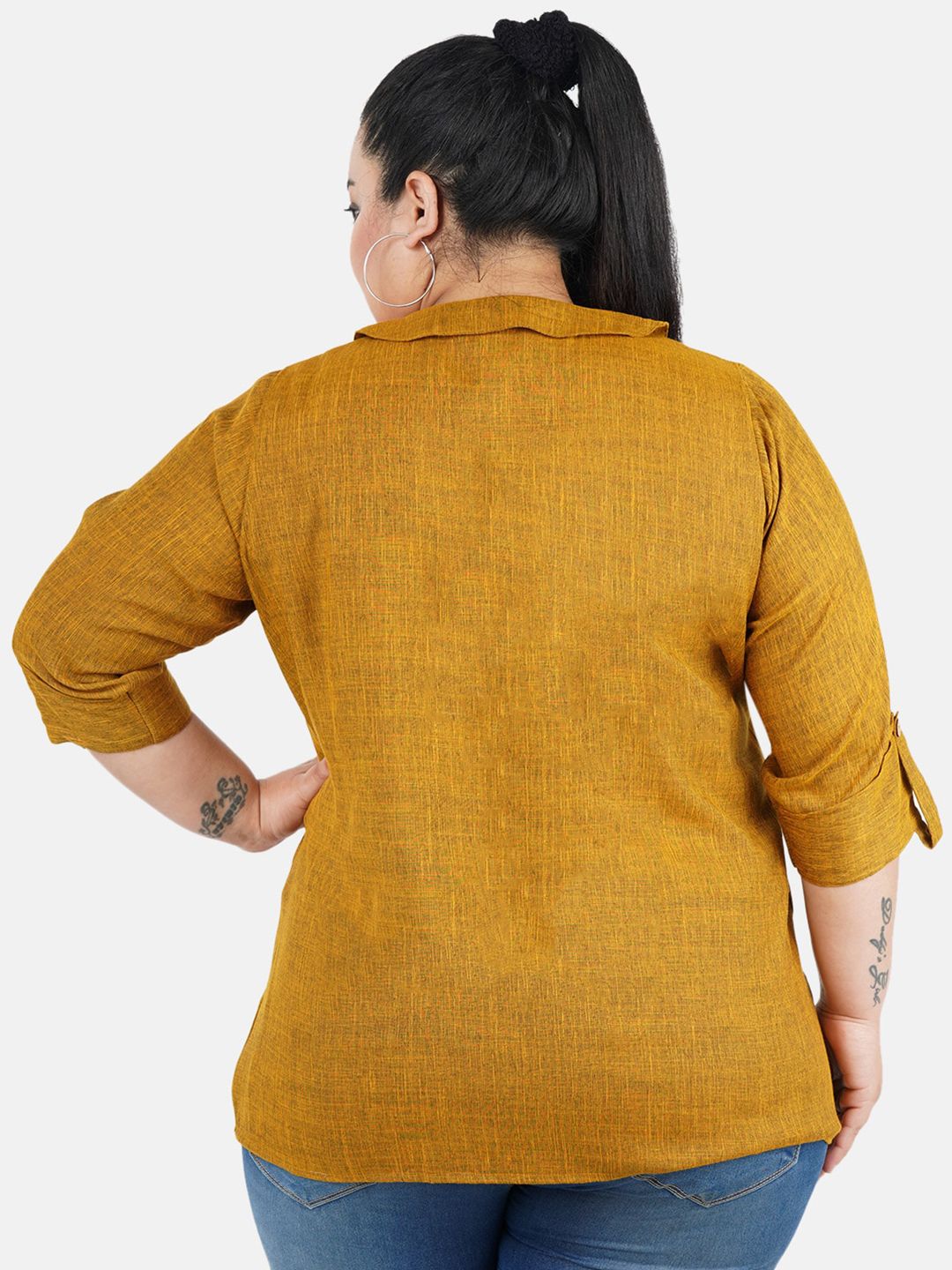 Mustard Solid Plus Size Tunic — view 5