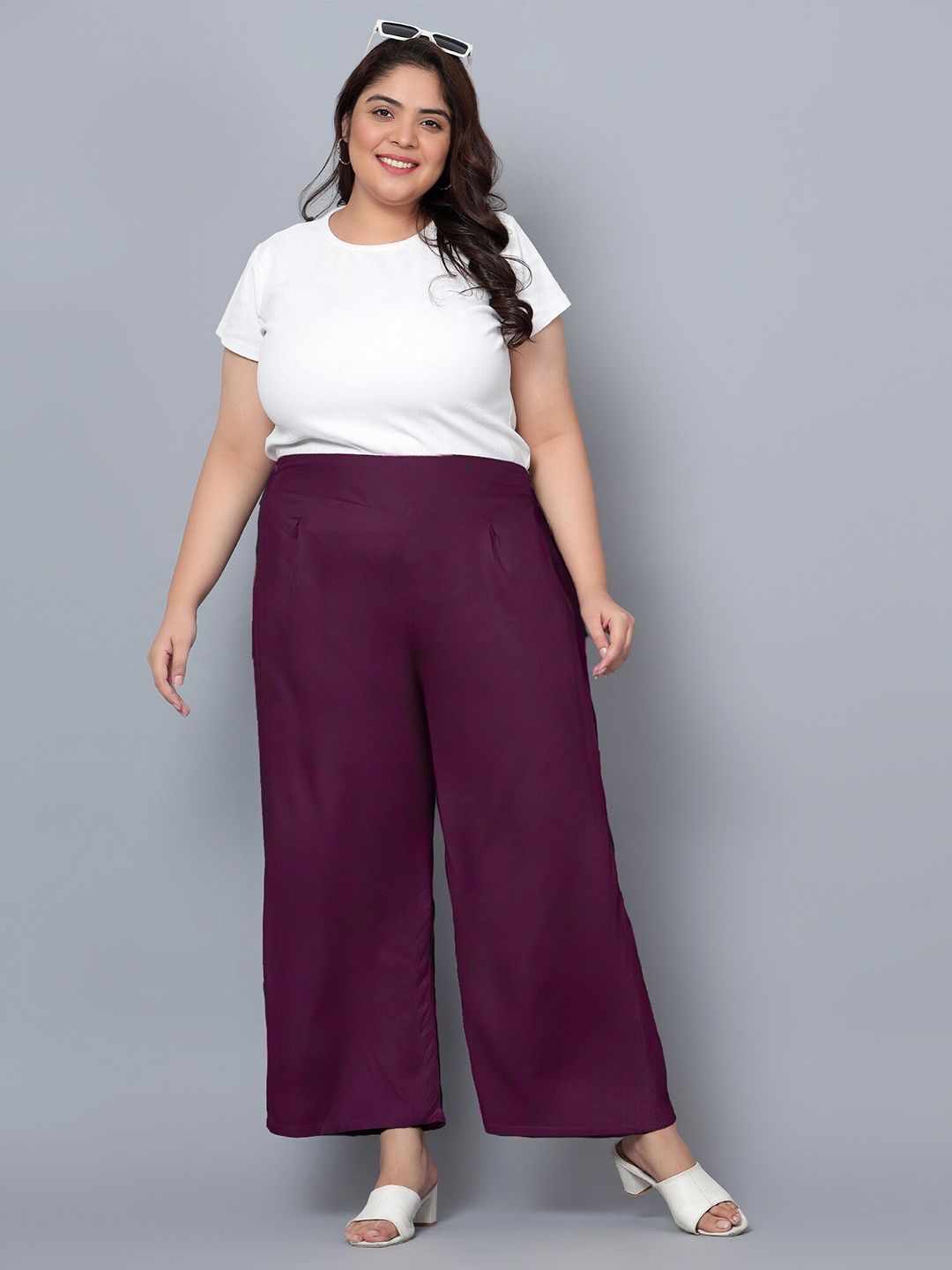 Purple Plus Size Trousers — view 5