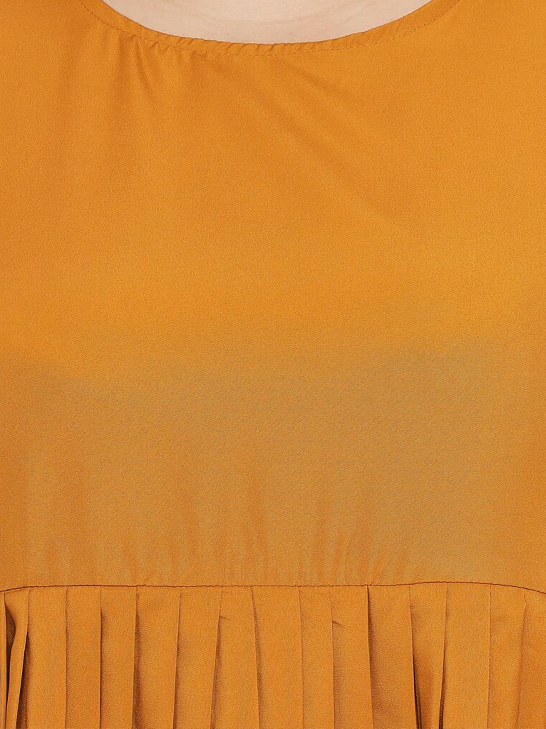 Mustard Solid Waist Pleated Top — view 2