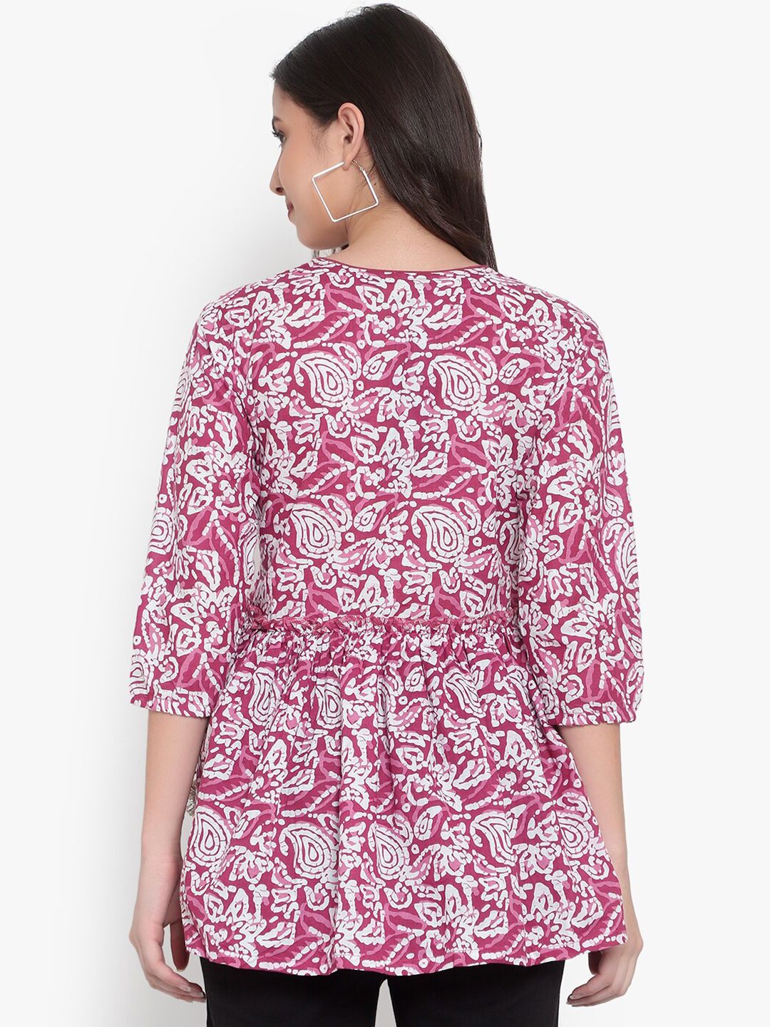 Pink Hand Block Print Plus Size Tunic — view 5
