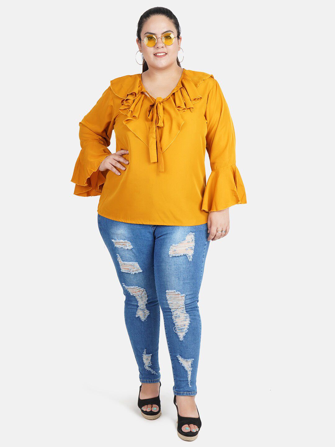 Mustard Flared Top — view 6