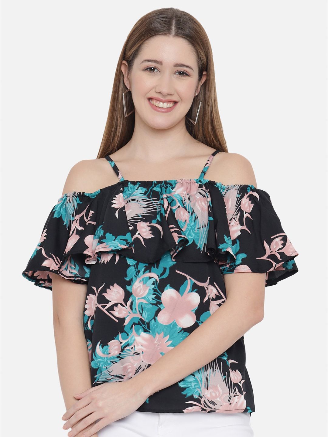 Green Floral Print Top — view 8