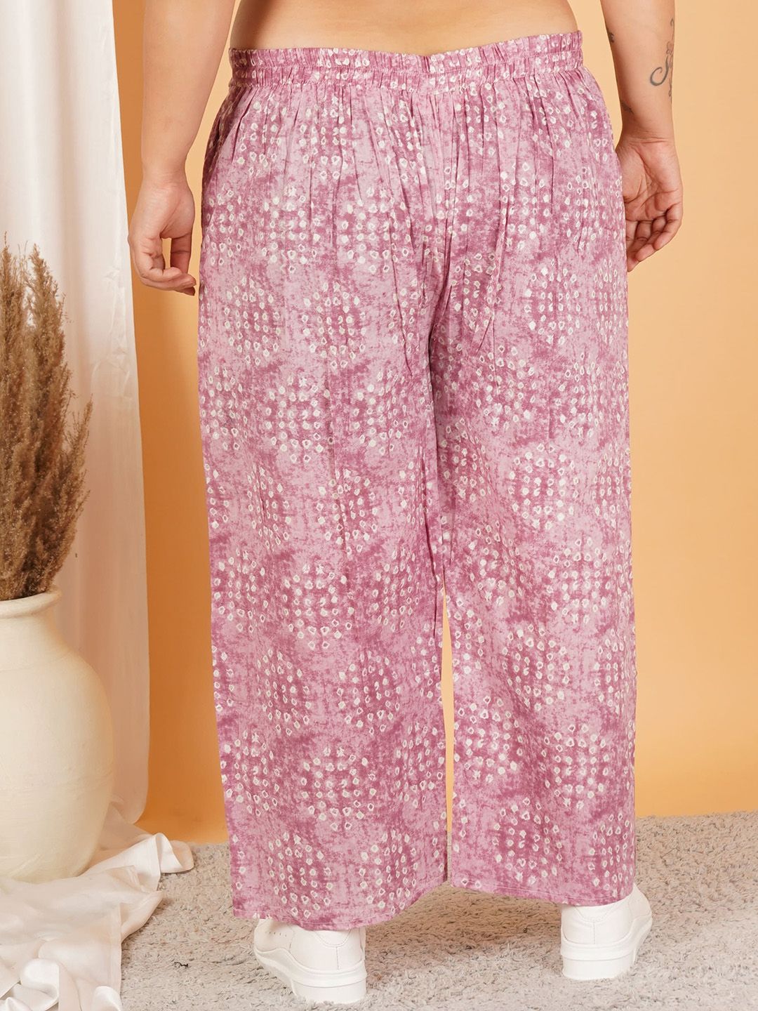 Pink Geometric Print Plus Size Trouser — view 4