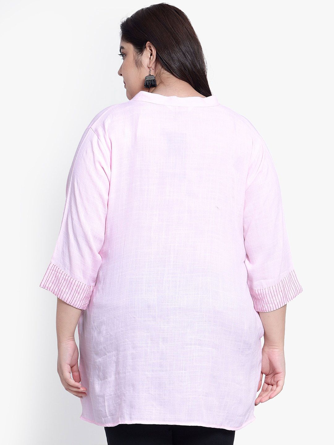 Pink Embroidered Plus Size Tunic — view 4