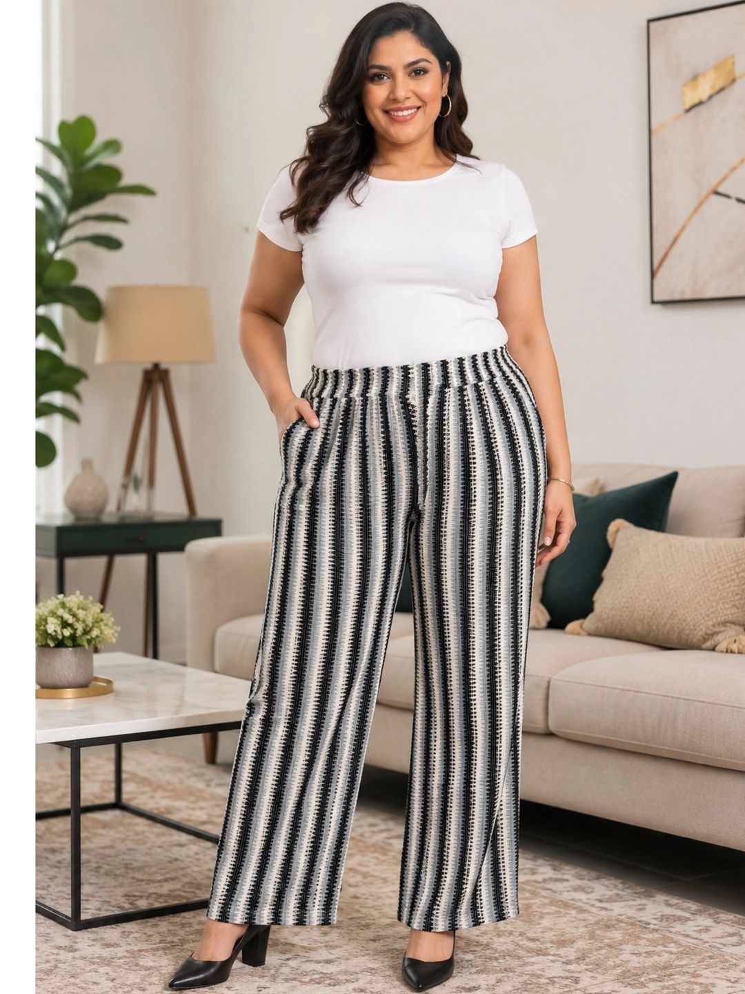 Blue and Black Crochet Trousers — view 5
