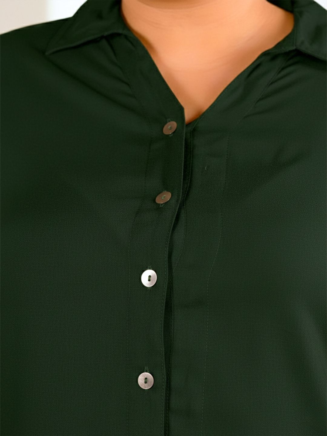 Dark Green Longline Plus Size Shirt — view 2