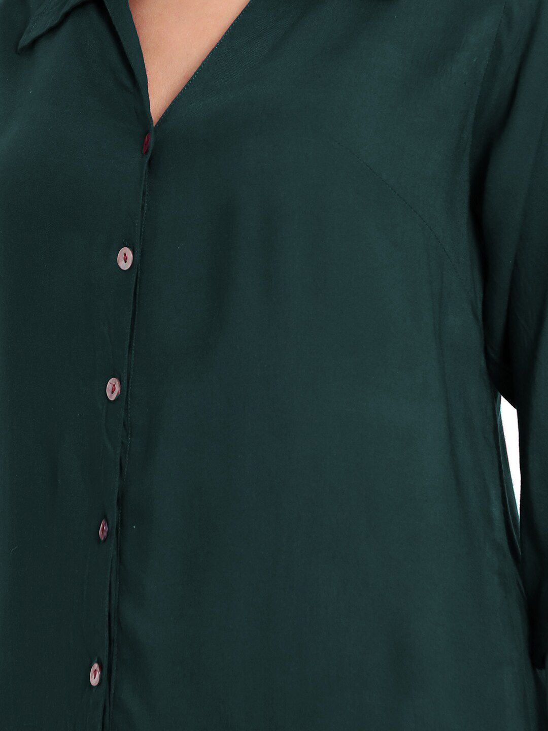 Dark Green Longline Plus Size Shirt — view 9