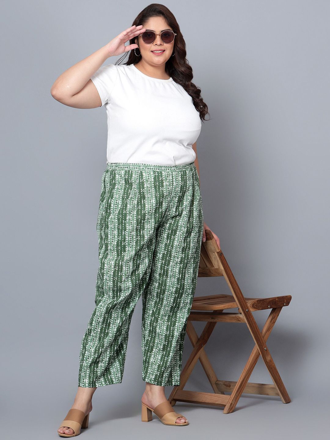 Green Hand Block Print Trousers — view 6