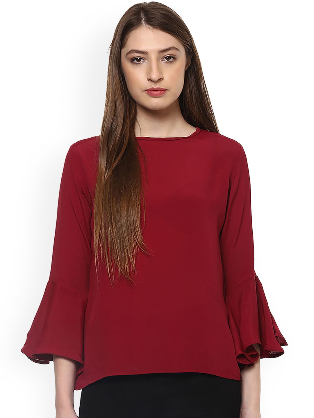 Maroon Crepe Top — view 1