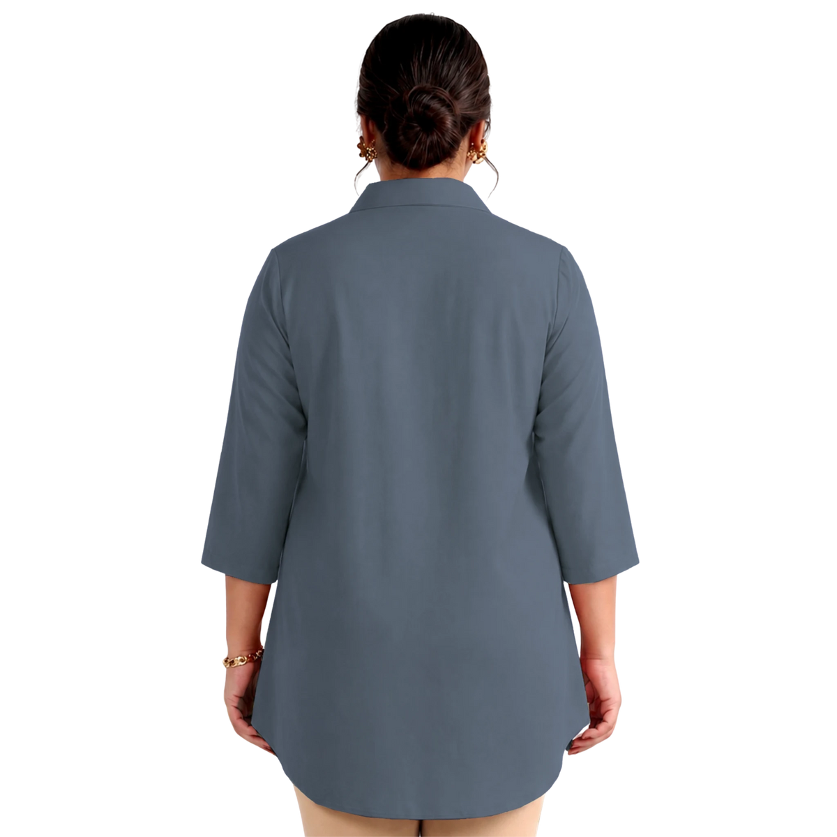 Grey Rayon Centrepleat Longline Tunic