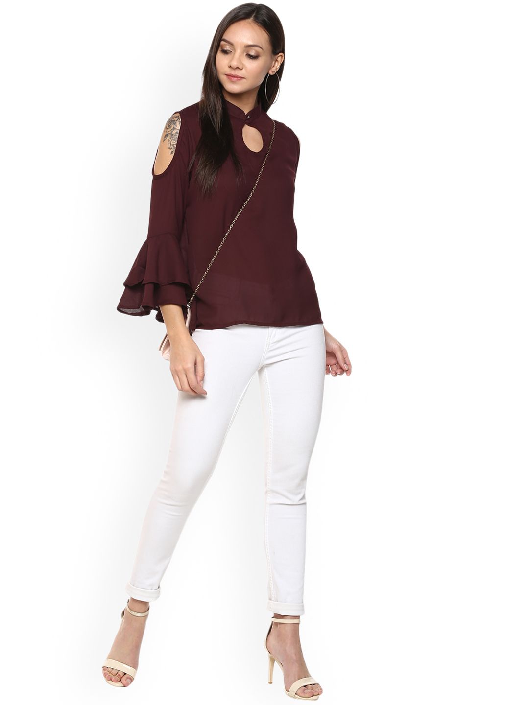 Maroon Georgette Top — view 5